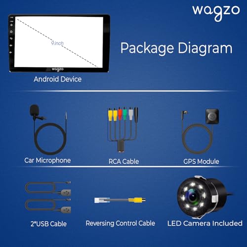 Image of Wagzo Car Android System Touch Screen 9 Inch| TS9Pro Car Android Player|4GB /64GB|4th Gen|4Core|IPS Display|GPS & Bluetooth|WiFi & FM| Steering Control| LED Camera Included with Car Music System