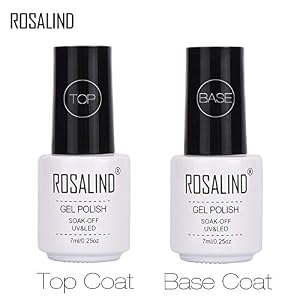 ROSALIND Esmalte semipermanente de uñas de gel de color puro para sellar, esmalte de gel de capa top y base, 7 ml