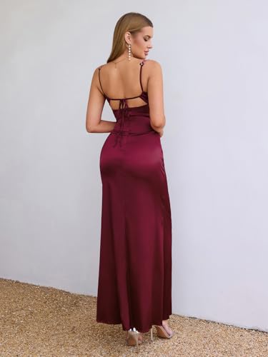 Satin Maxi Dress Floral Spaghetti Strap Backless Sleeveless Formal Prom Party Slik Wedding Guest Dresses for Women2