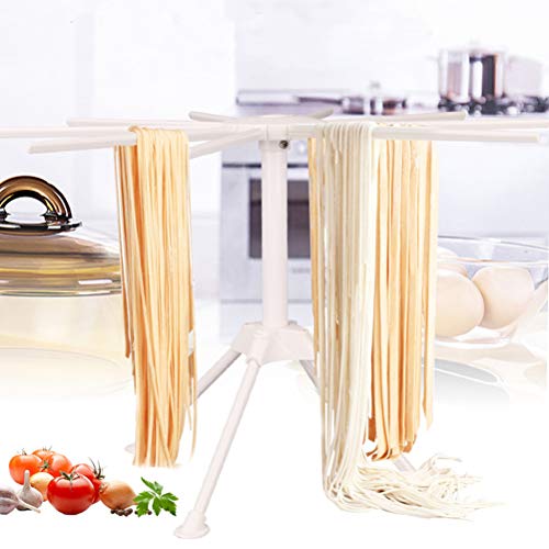 BUYGOO Pasta Drying Rack Noodle Stand with 10 Bar Handles Collapsible, Household Noodle Dryer Rack Hanging for Home Use, Spaghetti Drying Rack Noodle Stand for Making Fresh Pasta at Home