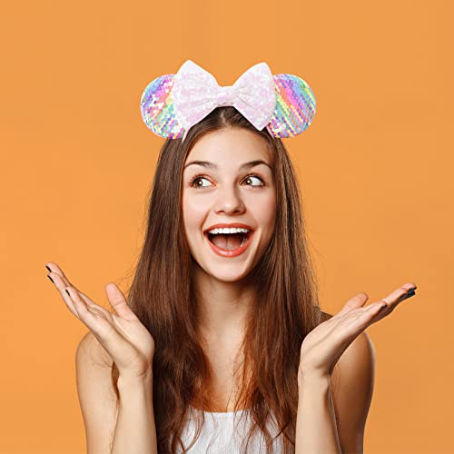 Image of DRESHOW Mouse Ears Bow Headbands Glitter Party Decoration Cosplay Costume for Women