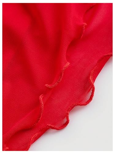 GORGLITTER Women's Mesh Bodycon Fishtail Dress Ruched Sleeveless Ruffle Cowl Neck Summer Graduation Midi Sun Dresses4