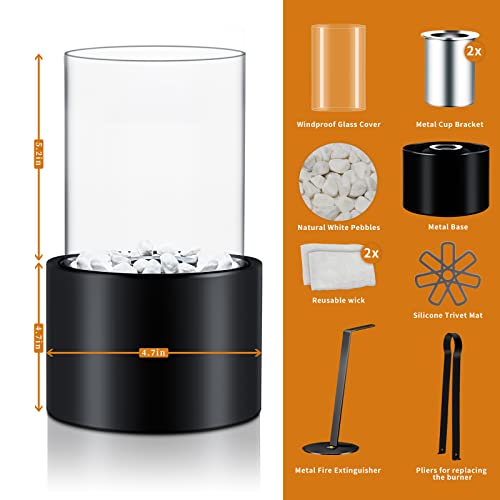 Oubrts Mini Fire Pit, Indoor Fire Pit Tabletop, Personal Fireplace, Tabletop Fireplace, Table Top Fire Pit Bowl Use Iso-Isopropyl Alcohol And Ethanol As Fuel (Black) #TOP2