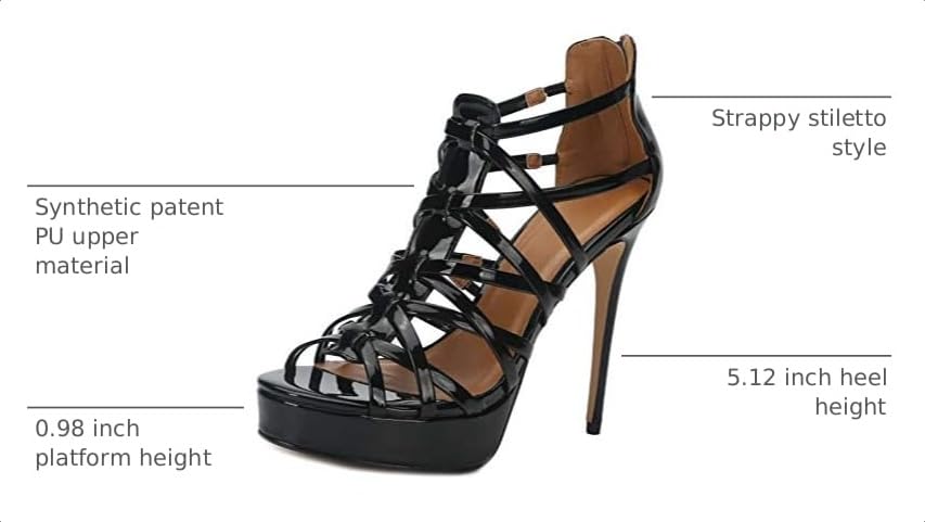 Image of MAIERNISI JESSI Unisex Men's Women's Platform High Heel Sandals, Strappy Gladiator Style, Stiletto Heel with Zipper Closure