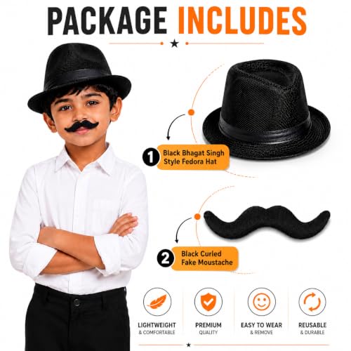 Image of Raj Costume Freedom Fighter Costume for Kids | Independence Day Fancy Dress | Patriotic School Function Dress | Boys & Girls