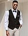 COOFANDY Men's V-Neck Sleeveless Slim Fit Jacket Casual Suit Vests,Black-02,Large