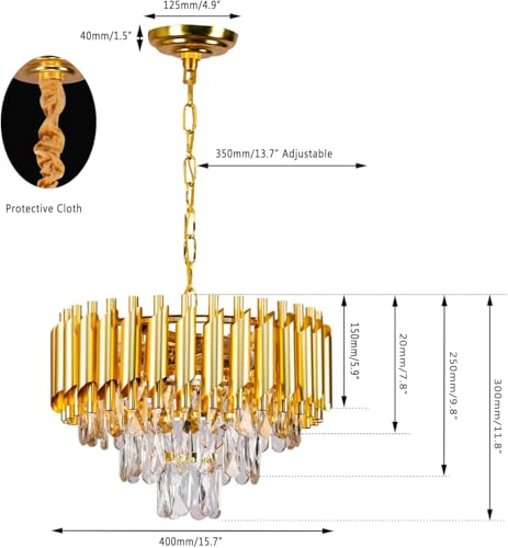 Image of Lyse Decor Chandelier for Living Room Modern Ceiling Light Jhumar for Hall Light for Living Room and Hall Round Jhoomer Show Lights for Home Decoration Ceiling (Golden 400 mm)