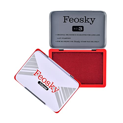 Feosky Ink Pads for Rubber Stamps Medium Size 4 by 2-1/4 inches (Red)