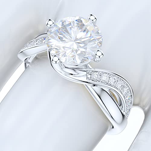 Prstani Sterling Silver Fancy Intersecting Infinity 2Ct Simulated Round Brilliant Cut Diamond Promise Engagement Ring (7) #TOP4