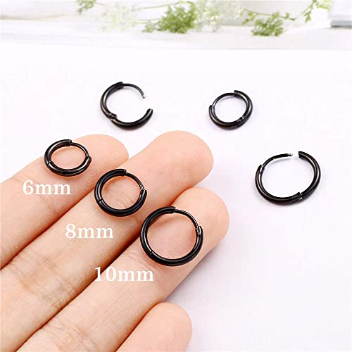 Image of 316L Surgical Steel Hoop Earrings, 6-20mm Huggie Hypoallergenic, Small Sleeper Mens Cartilage Earrings for Women 20G 18G
