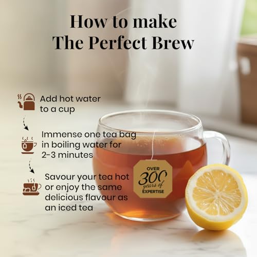 Image of Twinings Lemon Tea, 100 Tea Bags, Premium Black Tea With Lemon, Light Strength, Light & Zesty Flavour, Caffeine-Free, Made With Finest Ingredients, Enjoy a Hot Cup of Tea