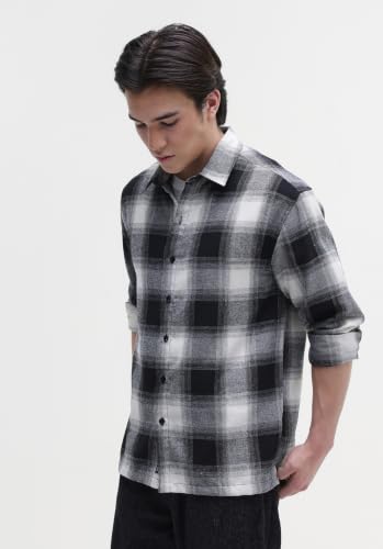 CAHOOT Men's Black-Check Yarn Dyed Checks Shirt for Casual Wear | Spread Collar | Long Sleeve | Button Closure | Shirt Crafted with Comfort Fit for Casual Wear | Size XL - Image 4