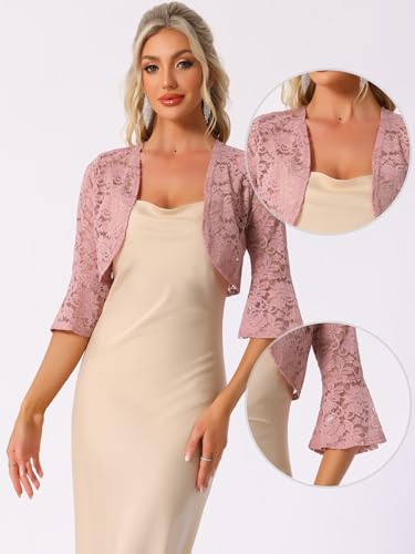 Cárdigan bolero de encaje calado elegante con mangas acampanadas fluidas 2