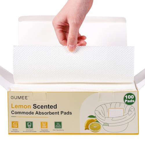 Lemon Scented 100 Count Absorbent Commode Pads for Bedside Commode Bucket, Commode Liner Pads with Absorbent Gel, Potty Liner Pads for Adults Seniors Portable Toilet Pad Bedpans