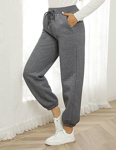 TOMEEK Joggingbroek voor dames, trainingsbroek voor dames, met sherpa fleece gevoerde joggingbroek, warme winter, trekkoord, thermische joggingbroek met zakken - Afbeelding 3