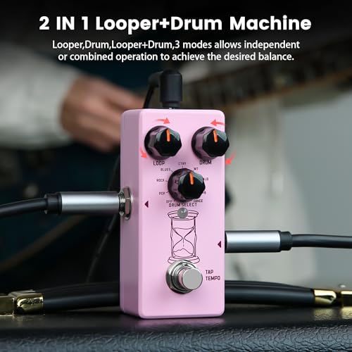 Image of SORAN JLP-01 Rhythm Loop Looper Pedal for Electric Guitar, 360s Stereo Loop Station with 9 Drum Machine Styles & Smart Tempo Sync, Digital loop Pedal with USB-C Export for Electric Guitar