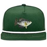 ThatsRad Fishing Fish Nylon Snapback Hat Cap Fly Deep Sea Offshore (Hunter Green Crappie)