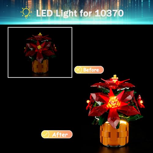 Image of LED Light Kit for Lego 10370 Icons Poinsettia Flower Decor Set, Compatible with Lego 10370 Building Blocks Model(Not Include Blocks Set)