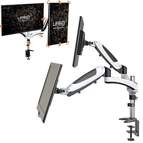 Urbo Lekkum Bras de Moniteur Simple Ergonomique et Flexible avec Gestion des câbles, Plaque VESA Multi-pivots et économiseur d'espace pour écrans jusqu'à 32 Pouces (81 cm) au Bureau, à la Maison