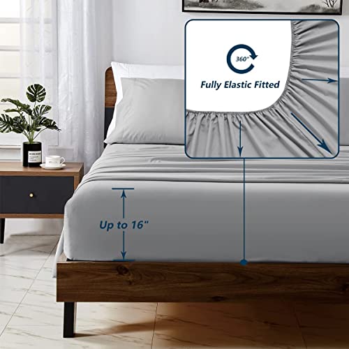 Cozylux Queen Bed In A Bag Light Grey Seersucker Textured Comforter Set With Sheets 7-Pieces All Season Bedding Sets With Comforter, Pillow Sham, Flat Sheet, Fitted Sheet And Pillowcase #TOP7