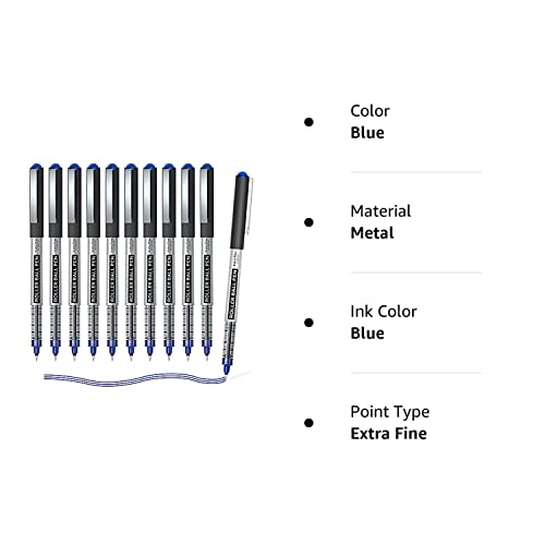Shuttle Art Rollerball Pens, 10 Pack Blue Liquid Ink Pens, 0.5Mm Extra Fine Point, Quick Drying For Writing Journaling Taking Notes School Office #TOP6