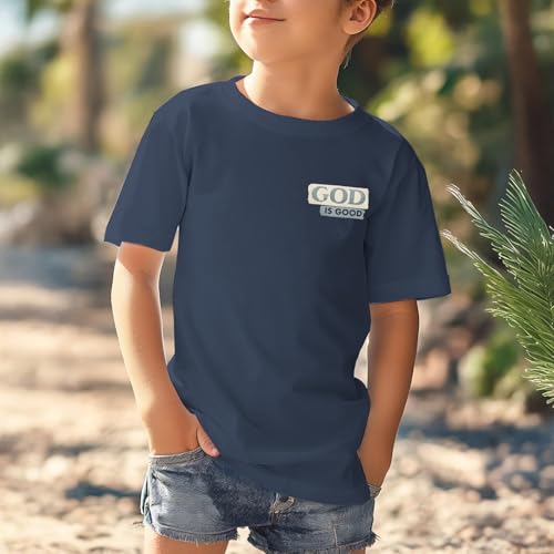 Image of KEEVICI Boys God is Good Shirt Christian Faith Shirts for Kids Jesus Beach Palm Tree Hawaiian Tshirt Graphic Tees Cotton Tops