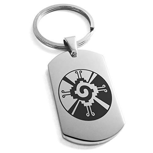 Stainless Steel Mayan Hunab Ku Rune Symbol Dog Tag Keychain Keyring