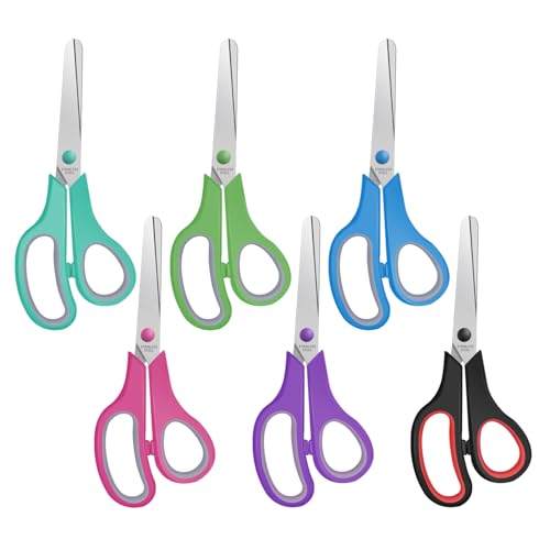 5.5 Kids Small Scissors Set Blunt Tip Craft Paper Scissors Bulk Stainless Steel Safety Blades for Classroom School Home 6 Packs