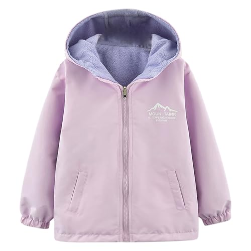 Girls Fleece Lined Hooded Jacket Waterproof Rain Coat Zip Up Oversized Windbreaker Teen Fall Winter Hiking Raincoat