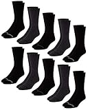Reebok Men's Athletic Performance Cushion Crew Socks With Moisture Control (10 Pack) (Shoe Size: 6-12.5, Black/Grey)