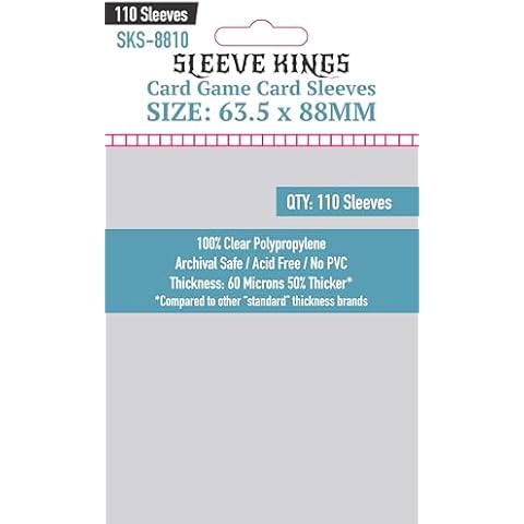 Sleeve Kings Card Game Card Sleeves (63.5x88mm) - 110 Pack, 60 Microns Cover