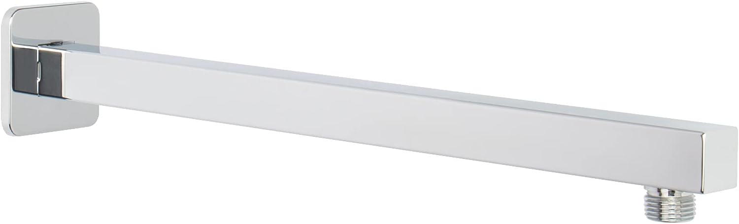 HarJue Shower Arm, Rain Shower Head Extension Extender, With Flange and Teflon Tape, Made of Thicken Stainless Steel for Bathroom Rainfall Showerhead (16 Inch, Chrome)