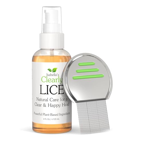 Isabella's Clearly LICE Essential Oil Blend for Hair and Scalp | Natural Care for a Clear and Happy Head with Rosemary, Tea Tree, Cedarwood | No Toxins or Chemicals | Metal Nit Comb Included