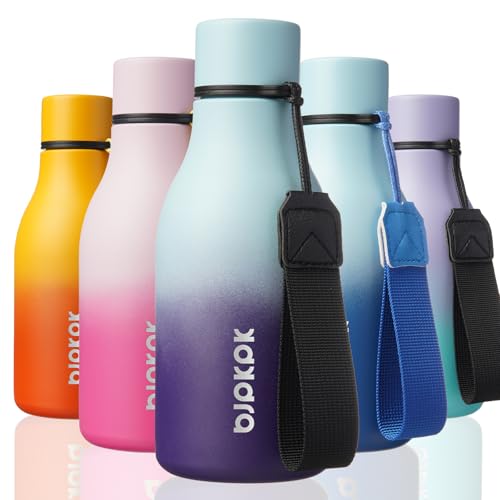 BJPKPK Insulated Water Bottles, 12oz Stainless Steel Metal Water Bottle with Strap, BPA Free Leak Proof Jugs, Mugs, Flasks, Reusable Thermal Flasks for Sports & Travel, Ocean Dream