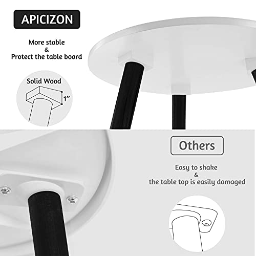 Apicizon Round Side Table, White Nightstand Coffee End Table For Living Room, Bedroom, Small Spaces, Easy Assembly Modern Home Decor Bedside Table With Black Wood Legs, 16.5 X 20.5 Inches #TOP6