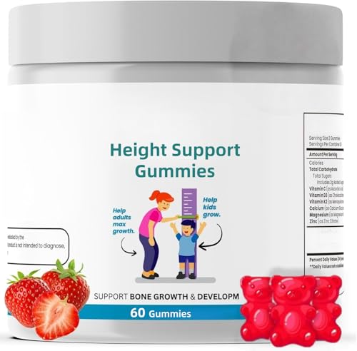 Height Support Gummies,Strawberry Flavor, Supports Bone Strength and Promotes Height Natural Growth，Vegetarian, no Artificial Ingredients，Use More Rest Assured；