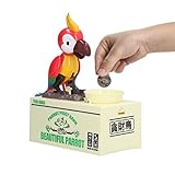 Tirelire Électronique pour Enfants,perroquet mange automatiquement la boîte à pièces en plastique en forme de perroquet,tirelire alimentée,pour les enfants garçons,Filles 3-12 Ans,5.9x2.6in, Tire