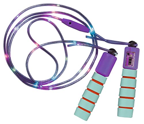 moses. 38137 - Corda de saltar ajustável com luzes LED, 3 modos de iluminação diferentes e contador, multicolor