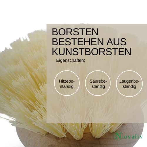 Spülbürste Novaliv Set mit 1 Bürste und 3 Ersatzköpfen aus Kunstfibre