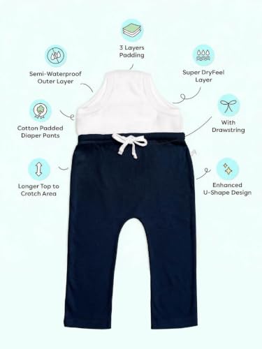 Image of superbottoms Diaper Pants | Cotton Baby Cotton Pants with Attached Padded Underwear | Ideal for Diaper-Free Time, Outings & Potty Training | Unisex | Soft Fit