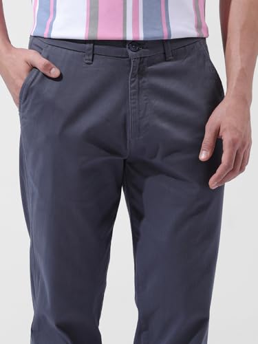 Image of The Indian Garage Co Men Regular Fit Solid Mid-Rise Stretchable Chinos