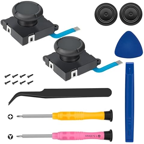 2 Pack Joycon Joystick Replacement,Replacement Joystick Analog Thumb Stick Repair Kit for Nintendo Switch,Switch OLED Model & Switch Lite Joy-Con Controller - Include Y1.5 / +1.5 Screwdriver/Pry Tools Cover