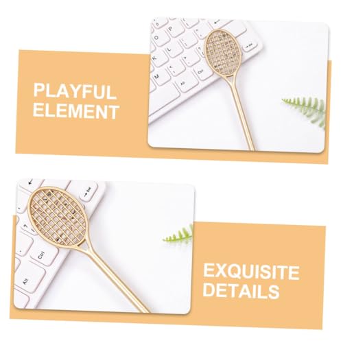 Zerodeko 2pcs Tennis Racket Bolígrafos Gel con Tinta Negra miniatura 3