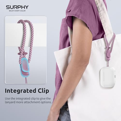 Image of SURPHY 2 Pack Phone Lanyard, Phone Wrist Strap for Case, Camera Wrist Strap | Ultra-Light 2-Color Braided Phone Strap, Cellphone Charm Strap, Anti-Lost Wrist Lanyard for Women and Men, Lilac Purple Gray