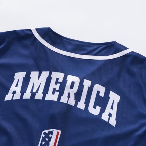 Camisa de beisebol feminina com botões com bandeira americana patriótica 4 de julho camiseta casual