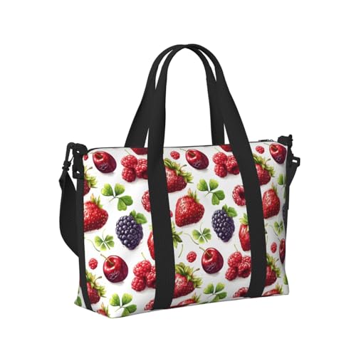 Laptop Tote Bag for Women Work - Cute Strawberry Berry Print Weekender Overnight Bags for Women Travel, Gym Duffle Bag for Men, Personal Item Crossbody Travel Bags for Men Carry On