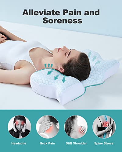 Foamula Cervical Memory Foam Pillow, Contour Cooling Pillows For Neck And Shoulder Pain, Ergonomic Orthopedic Sleeping Neck Contoured Support Pillow For Side Sleepers, Back And Stomach Sleepers #TOP1