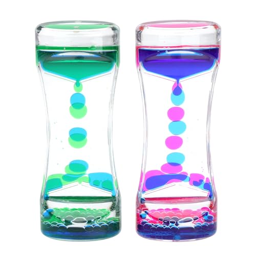 Reloj de Arena Líquido, 2PCS Reloj de Arena con Gota de Aceite, Temporizador sensorial líquido, Lámpara de Lava de Burbujas de Agua para Adulto