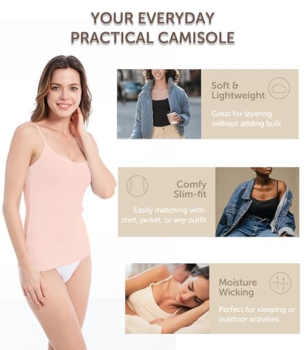 Image of Comfneat Women's 4-Pack Slim-Fit Camisoles Cotton Adjustable Spaghetti Strap Top Underwear