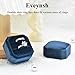 Eveynsh Double Ring Box Ocean Blue, Velvet Jewelry Ring Bearer Box, Premium Gorgeous Fashion Ring Box 2 Slots for Engagement, Wedding, Proposal, Ceremony, Anniversary, Gift